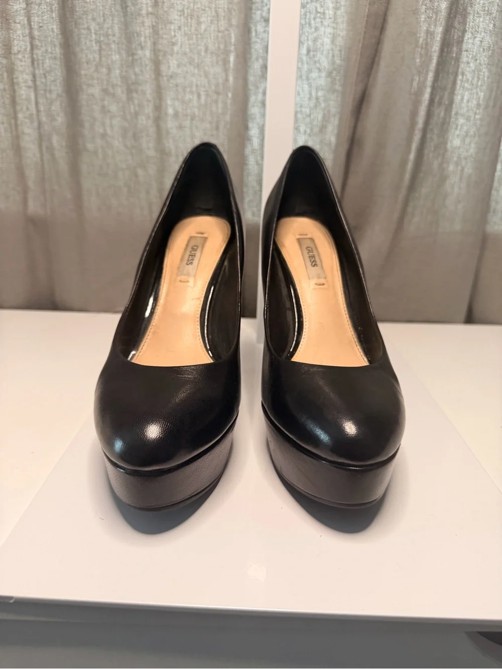 Guess Black Leather Platform Pumps